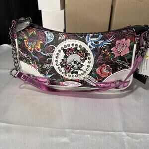 Ed Hardy Shoulder / Crossbody Bag - Black - Skulls & More NWT